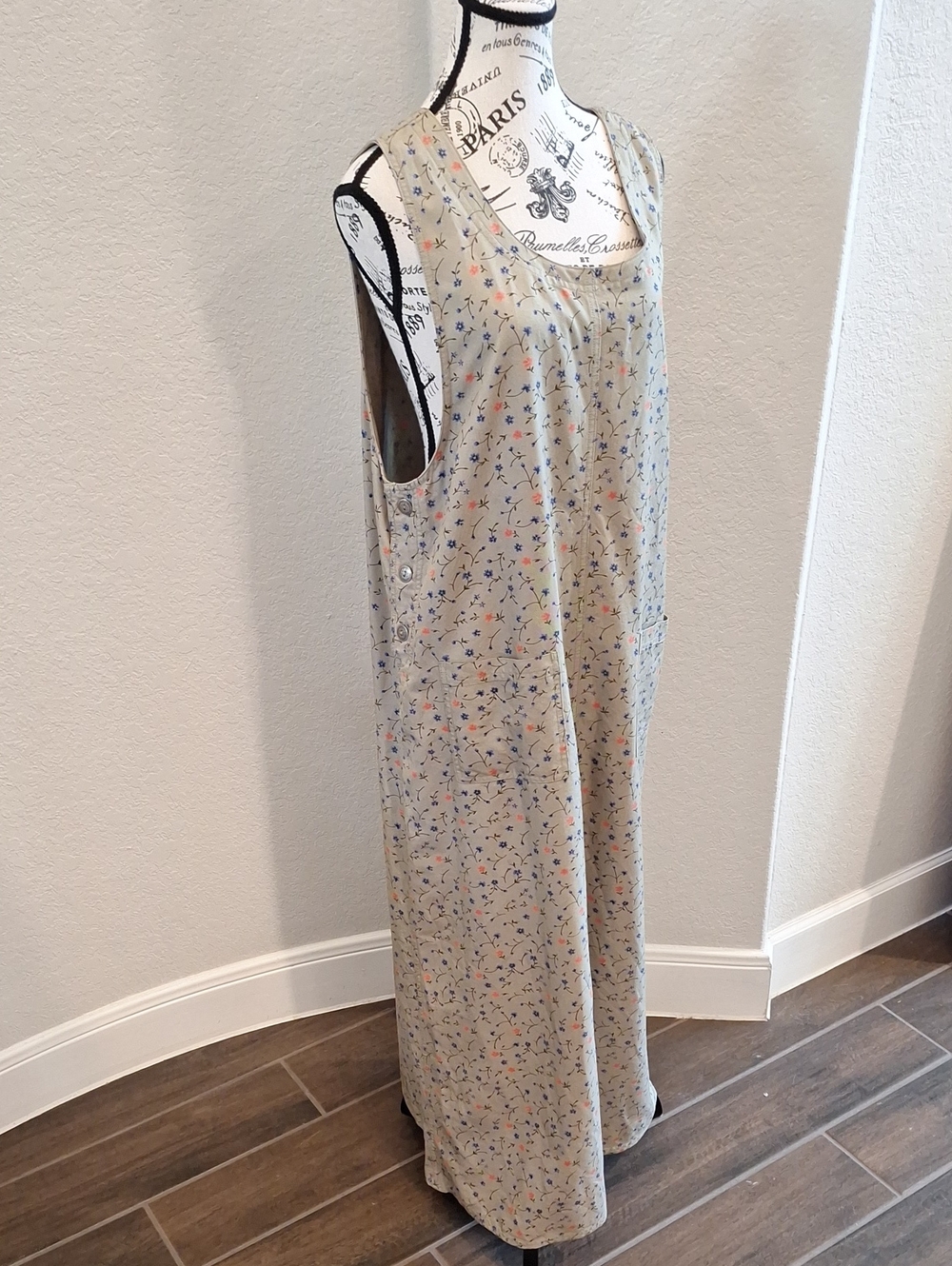 Vintage Directives Country Floral Jumper Maxi Dress Green Floral Size XL